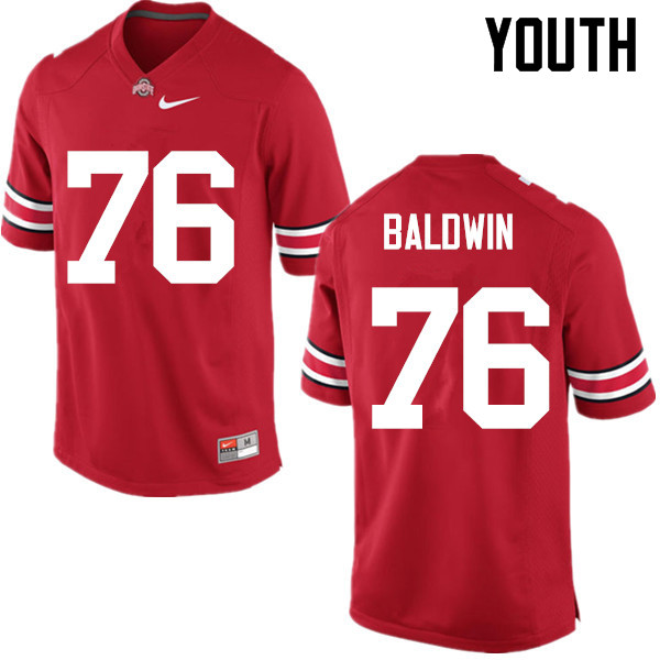 Ohio State Buckeyes Darryl Baldwin Youth #76 Red Game Stitched College Football Jersey